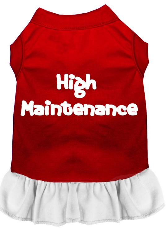 High Maintenance Screen Print Dress Red with White Med